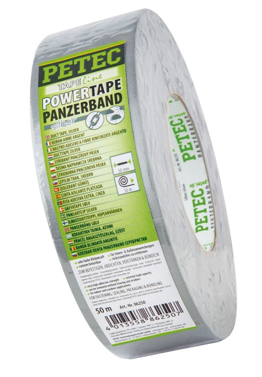 PETEC 86250 POWER Tape Panzerband Silber Rolle 50m x 50mm x 0,3mm