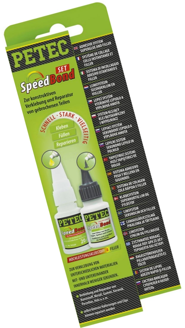 PETEC 93550 SpeedBond Set Verklebung Reparatur Sekundenkleber Filler