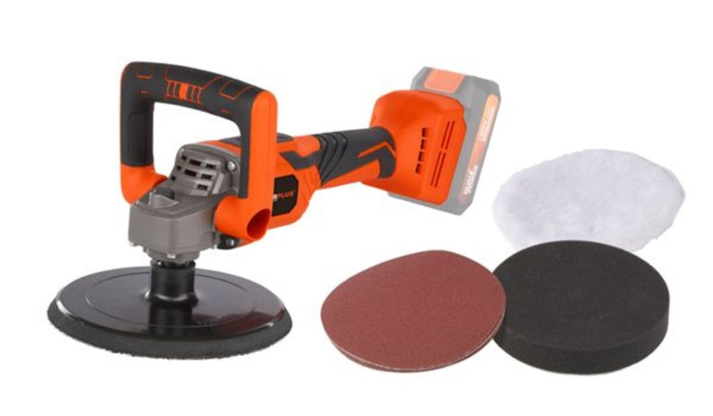 VARO POWDP4070 Powerplus Winkelpoliermaschine bürstenlos 20V Ø180mm mit Zubehör ohne Batterie und Ladegerät