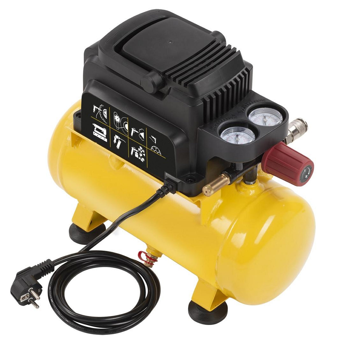 VARO POWX17215 Powerplus Kompressor Ölfrei 750 Watt 6 Liter Tragbar Druckluft