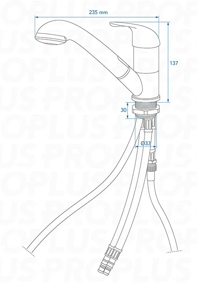 ProPlus 151214V14S Mischbatterie Keramik Kama mit ausziehbarer Dusche Julia Ø33mm Chrom