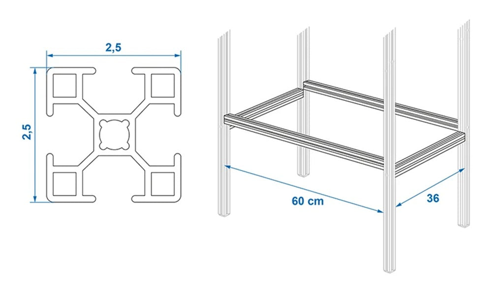 ProPlus 230400AC02 Aufbewahrungssystem Aluminium für Wohnmobilgarage Erweiterungspaket mit Trägern