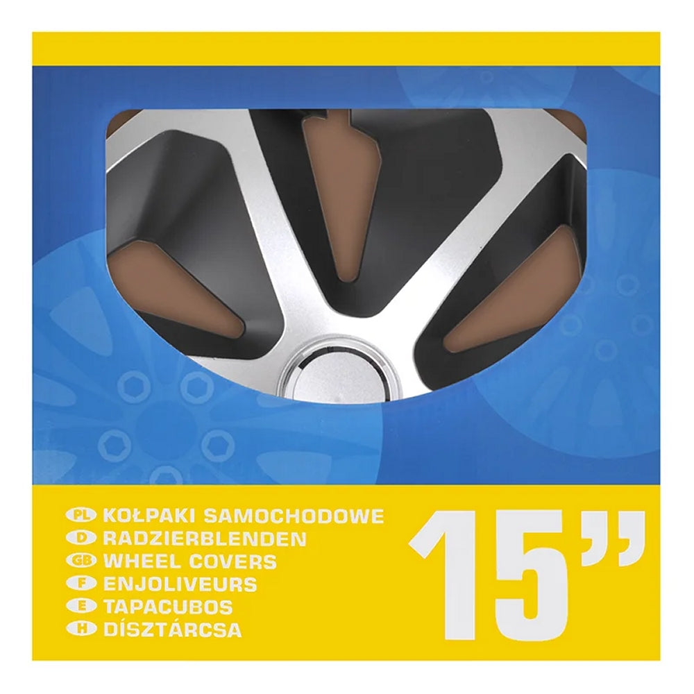 ProPlus 310874S Satz Radblenden Radkappen Roco Silber/Schwarz 15 Zoll 4 Stück