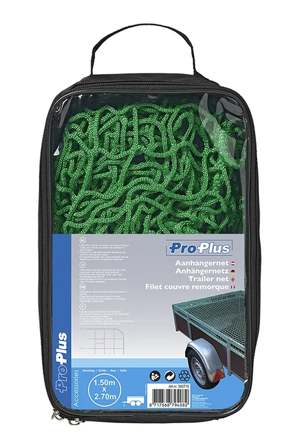 ProPlus 340715 Ladungssicherungsnetz Anhängernetz 1,5 x 2,7m mit festem Seil