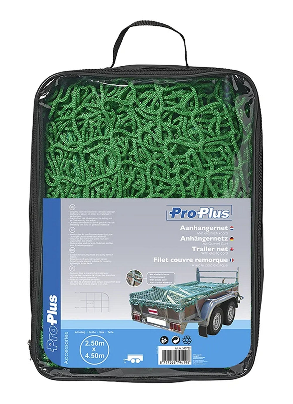 ProPlus 340752 Ladungssicherungsnetz Anhängernetz 2,5 x 4,5m mit GUMMIZUG