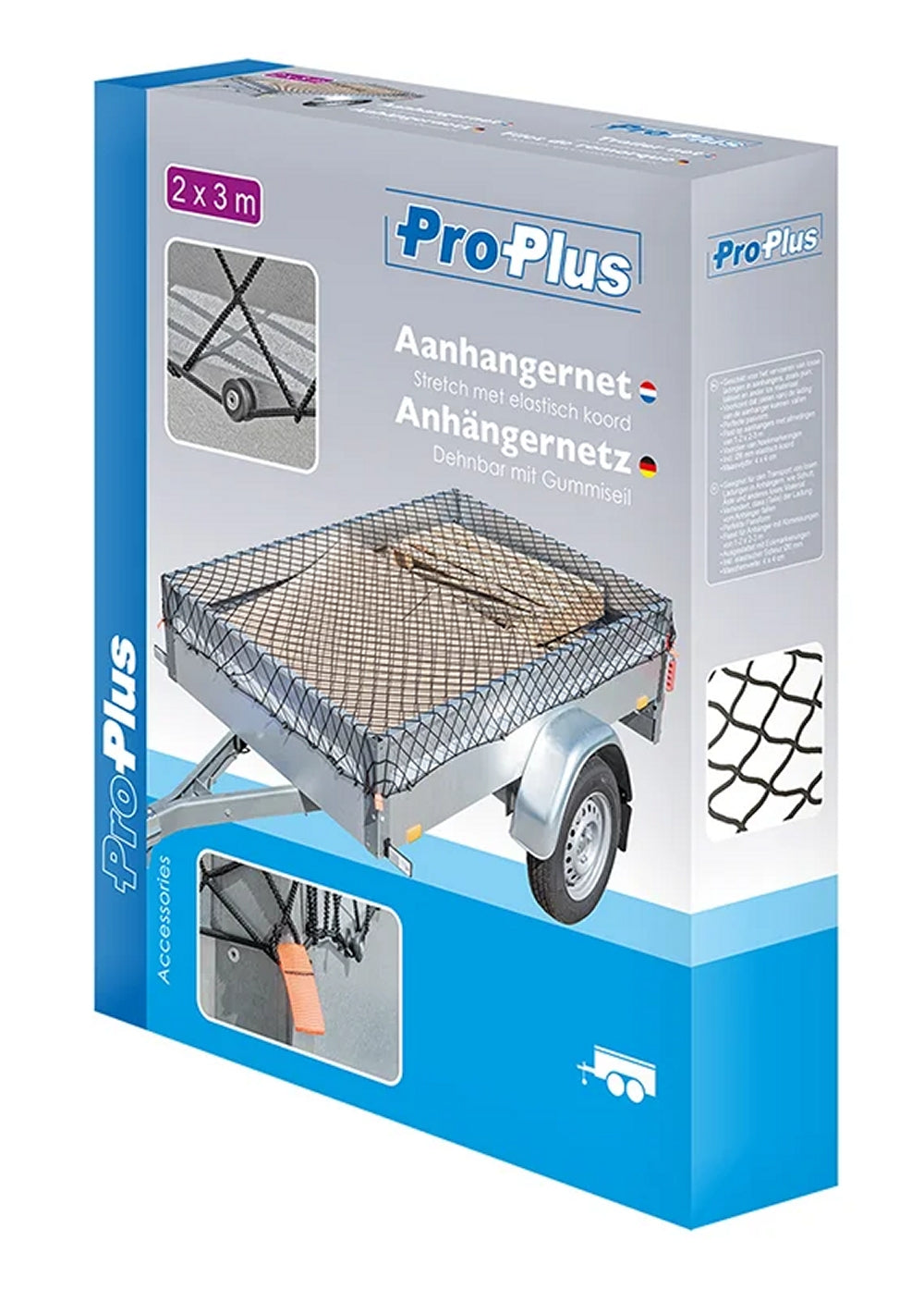 ProPlus 340796 Ladungssicherungsnetz Anhängernetz Stretch 2,0 x 3,0m mit GUMMIZUG