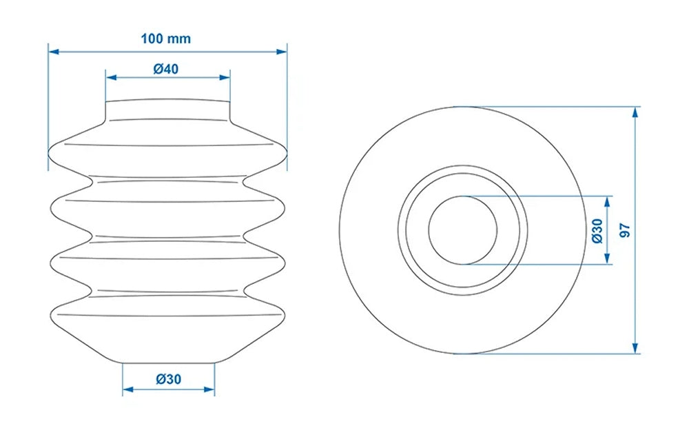 ProPlus 341081 Faltenbalg für Auflaufeinrichtung 30/40mm L=100mm für AL-KO