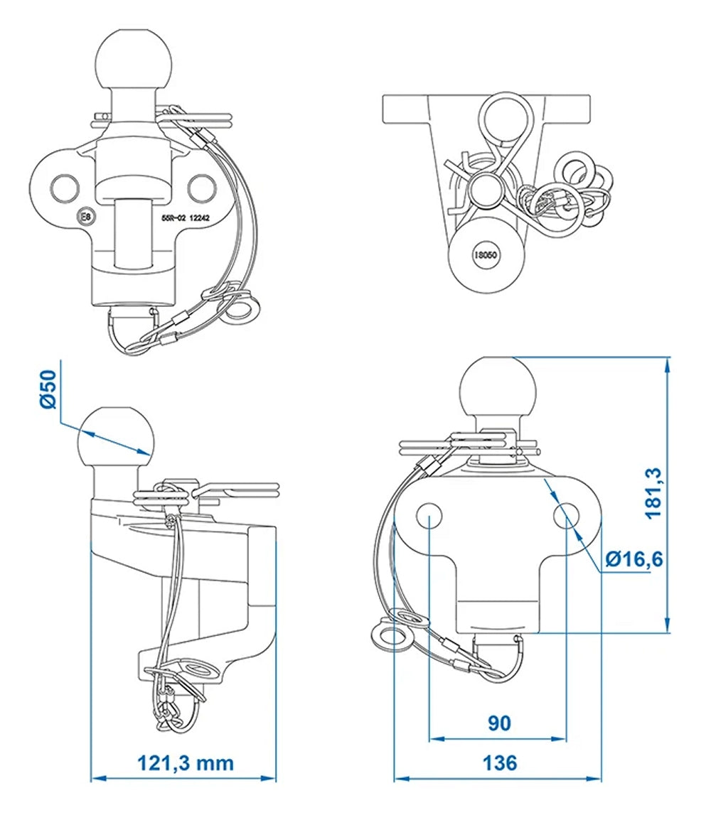 ProPlus 341213V01 Anhängerkupplung silber zweifach Ausführung  max. 3,5t D-Wert 17,2kN
