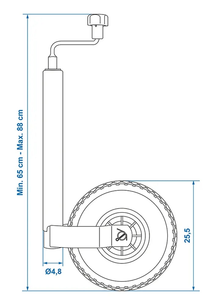 ProPlus 341507 Stützrad 48mm Metallfelge mit Luftreifen 260x85mm