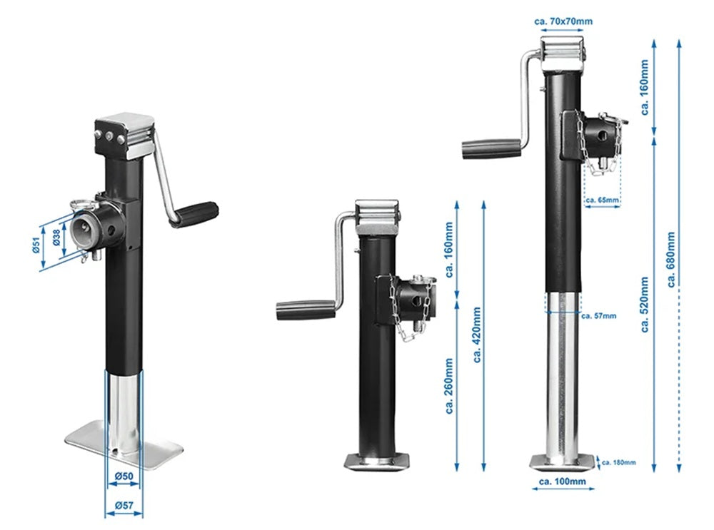 ProPlus 341520 Abstellstütze ausdrehbar Heavy Duty SH42/2000 Kurbelstütze
