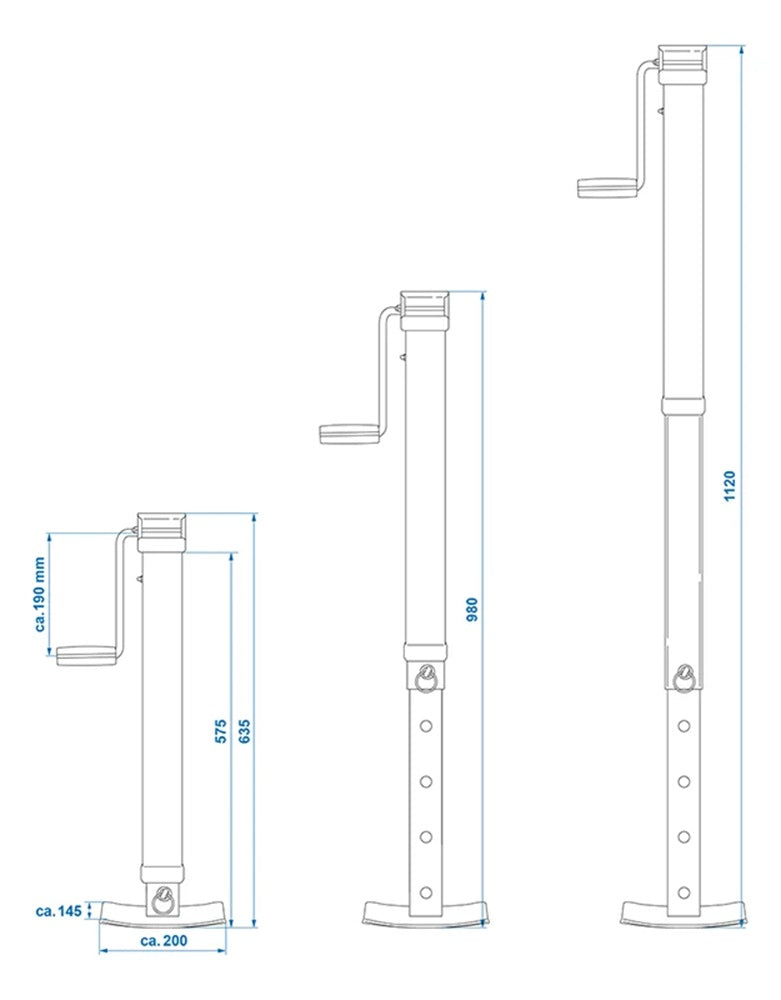ProPlus 341520V04 Abstellstütze ausdrehbar Heavy Duty SH64/7000 Kurbelstütze