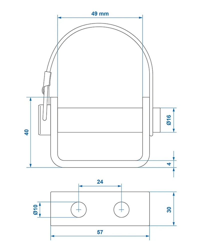 ProPlus 342044V01 Heckklappenscharniere Halterung 71mm / Ø16mm mit Sicherungsfeder und Stift