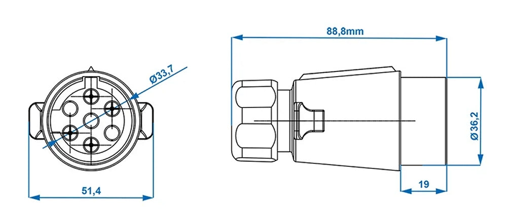 ProPlus 343503 Stecker 7 polig PVC mit Flachsteckeranschluss Anhängerstecker