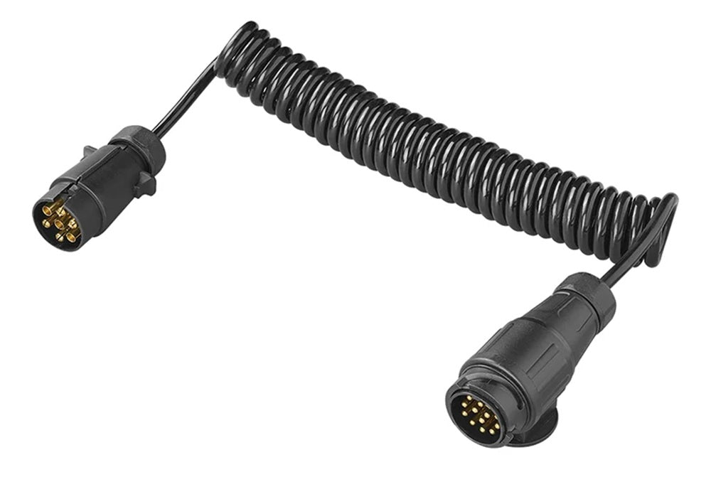 ProPlus 343541V02 Spiralkabel 3 Meter aus PVC mit Stecker 7 polig und Stecker 13 polig