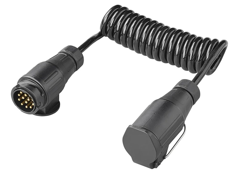 ProPlus 343541V03 Spiralkabel 1,5 Meter aus PVC 8 Adern mit Stecker und Steckdose 13 polig