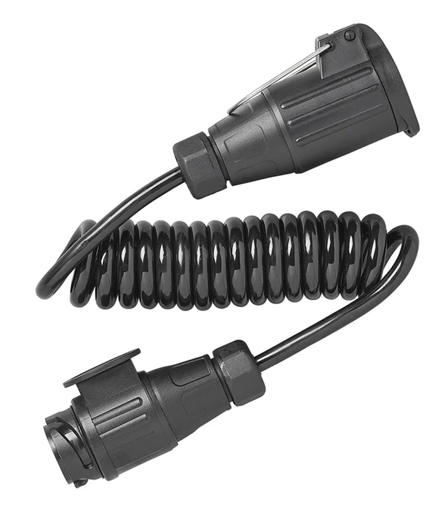 ProPlus 343541V03 Spiralkabel 1,5 Meter aus PVC 8 Adern mit Stecker und Steckdose 13 polig