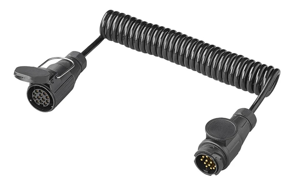 ProPlus 343541V04 Spiralkabel 3 Meter aus PVC 8 Adern mit Stecker und Steckdose 13 polig