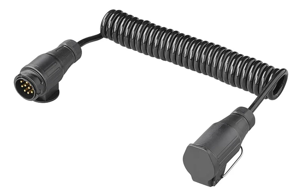 ProPlus 343541V04 Spiralkabel 3 Meter aus PVC 8 Adern mit Stecker und Steckdose 13 polig