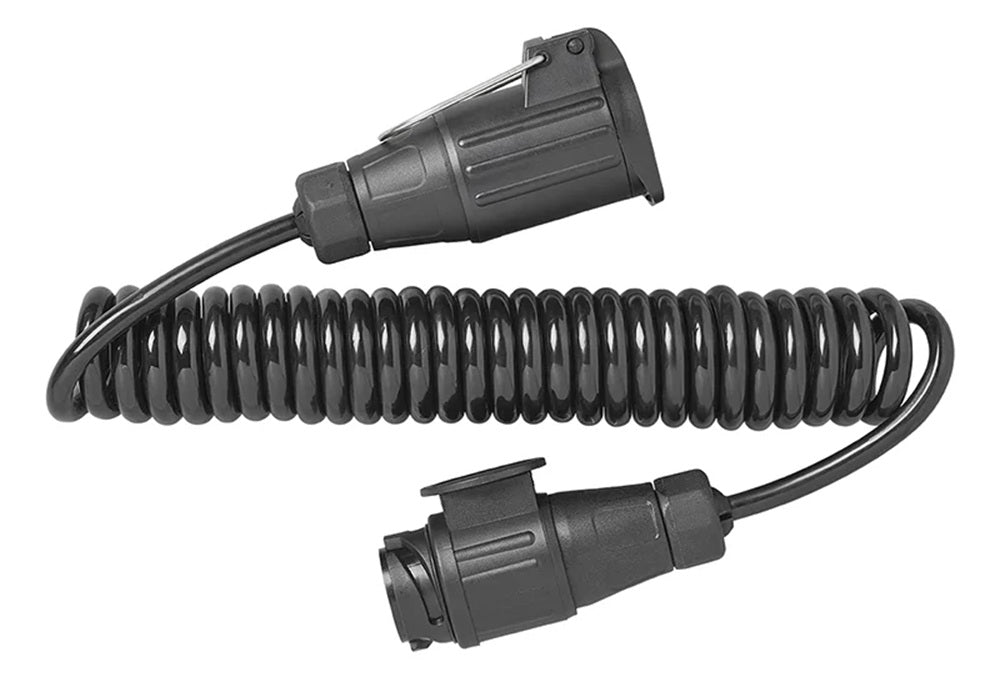 ProPlus 343541V04 Spiralkabel 3 Meter aus PVC 8 Adern mit Stecker und Steckdose 13 polig