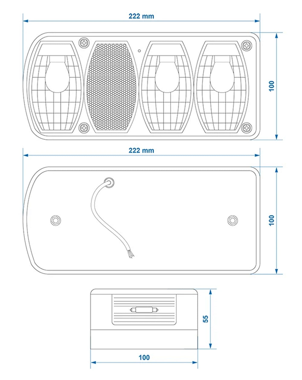 ProPlus 343624S Rückleuchte 6 Funktionen 222x100mm links im Blister für Anhänger Wohnwagen Wohnmobil