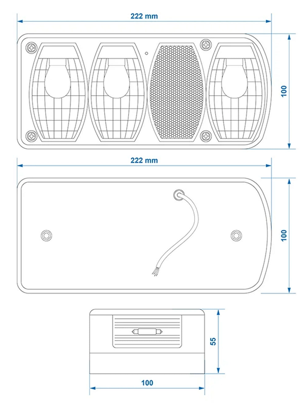 ProPlus 343625S Rückleuchte 6 Funktionen 222x100mm rechts im Blister für Anhänger Wohnwagen Wohnmobil