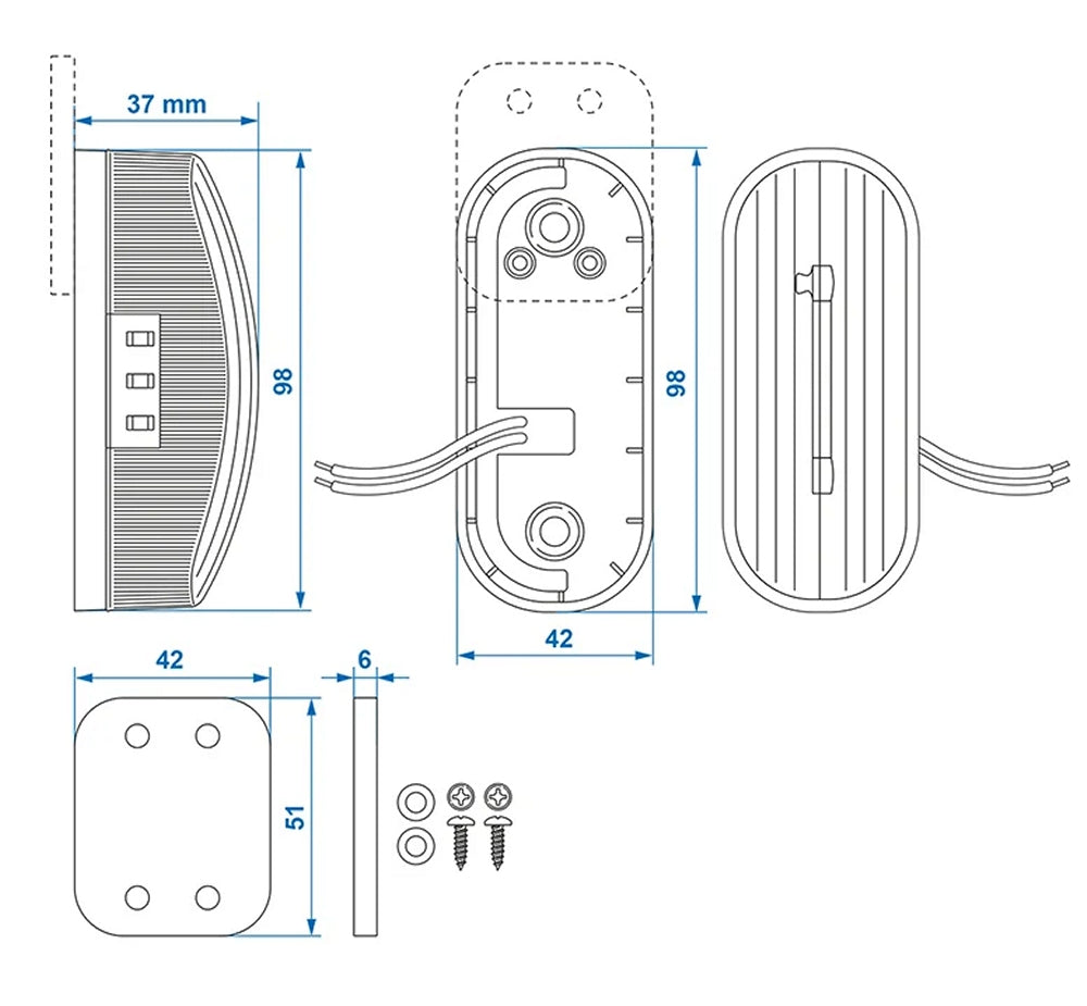 ProPlus 343713 Umrissleuchte 6 LED rot/weiß links Pendel für Anhänger