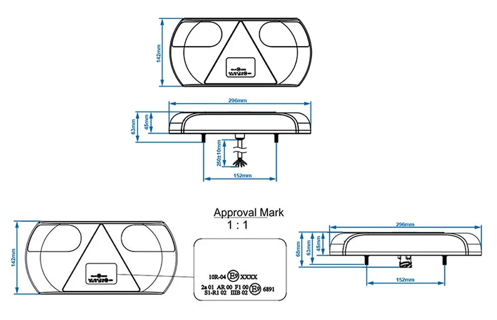 ProPlus 343945 Rückleuchte 6 Funktionen 296x142mm 32 LED links für Anhänger