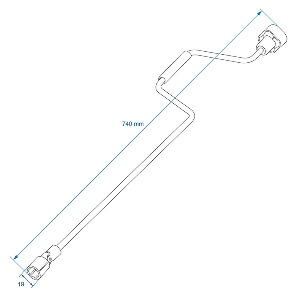 ProPlus 360027V01 Kurbel 740mm mit 19mm Kardangelenk für Ausdrehstütze
