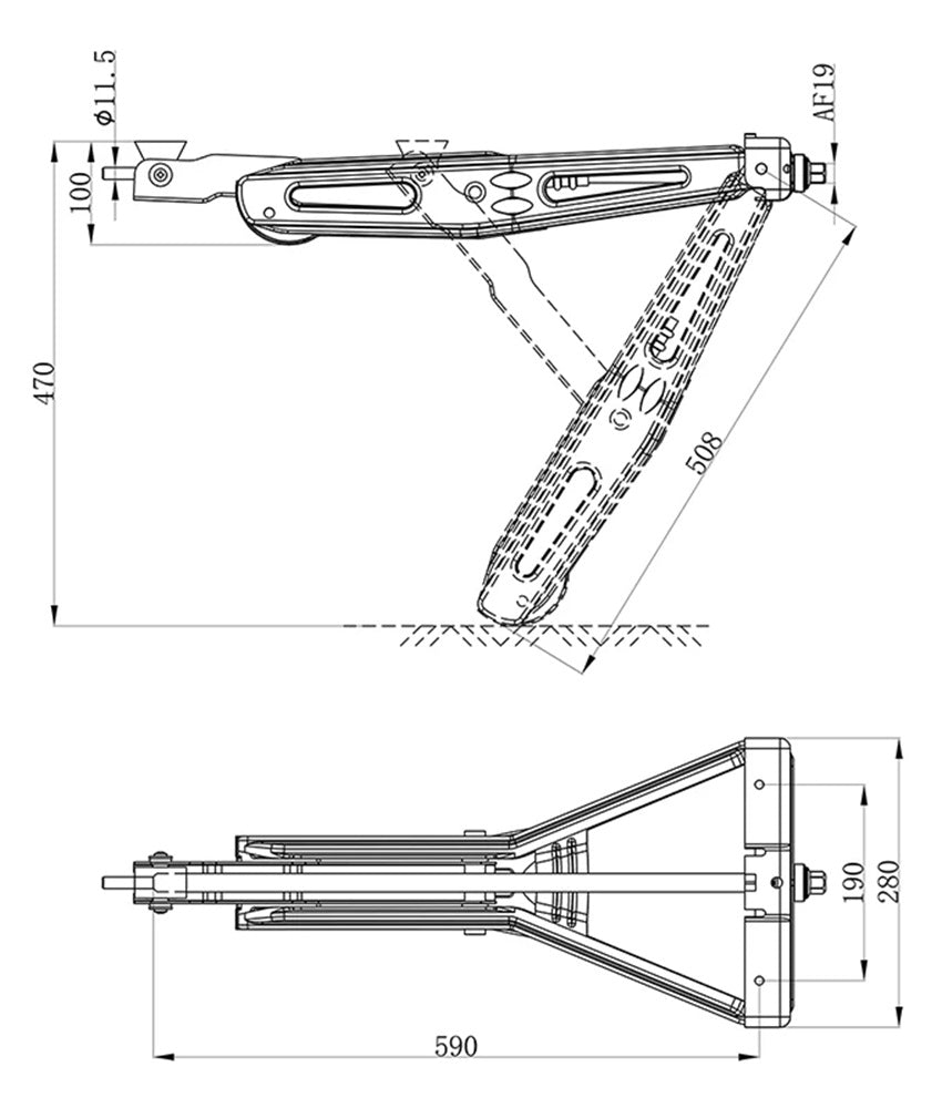 ProPlus 361514 Ausdrehstütze 1000g 605x280mm H:470mm Abstellstütze Stützfuß