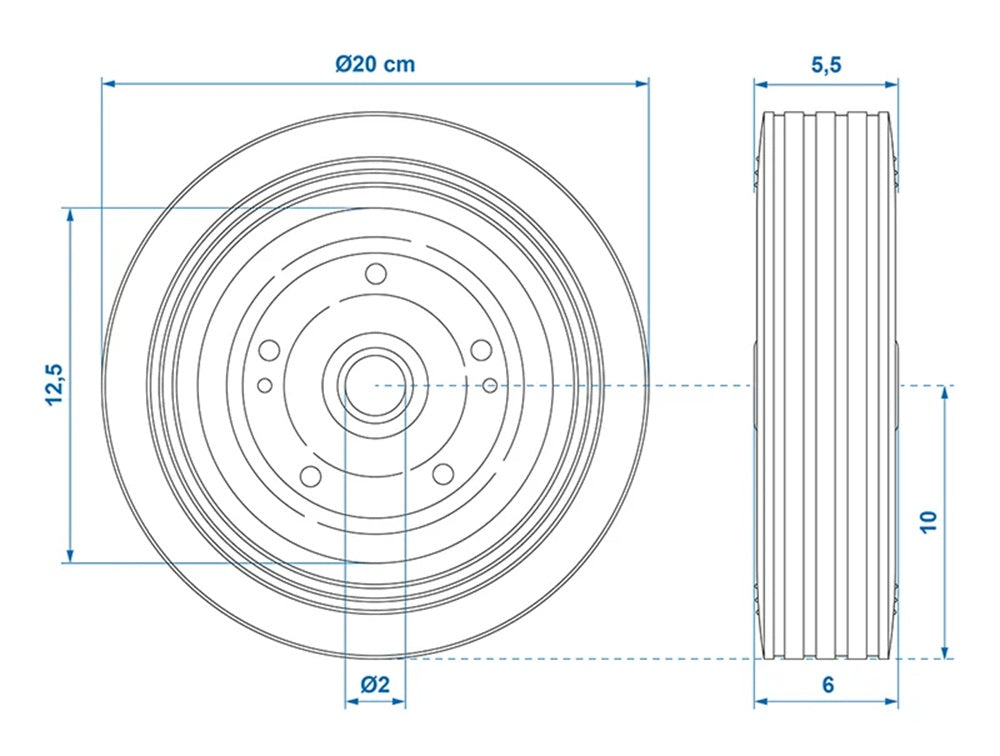 ProPlus 341541 Ersatzrad für Stützrad Metallfelge mit Vollgummireifen 200x60mm