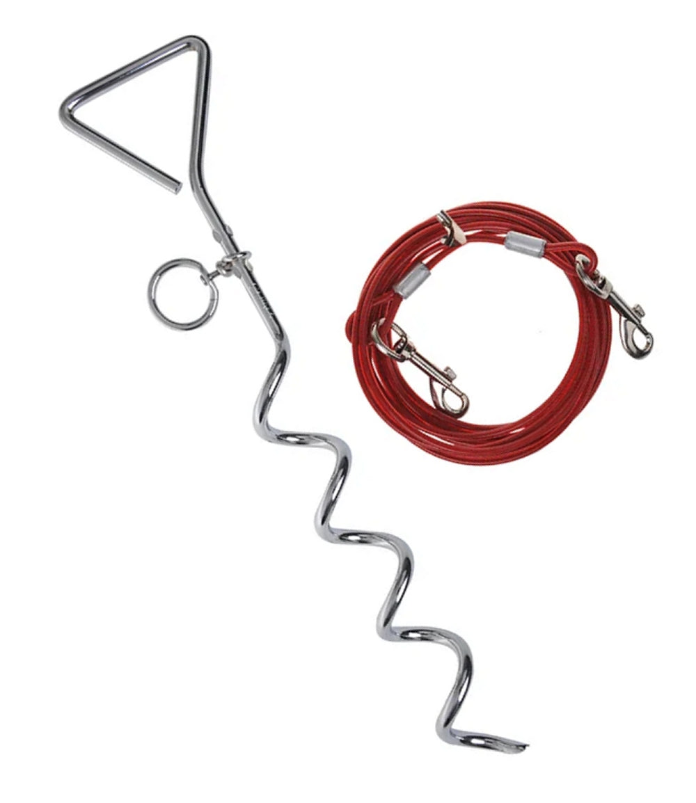 ProPlus 361857 Anlegespirale mit Kabelleine Erdhaken Grundanker Hunde Hundeleine