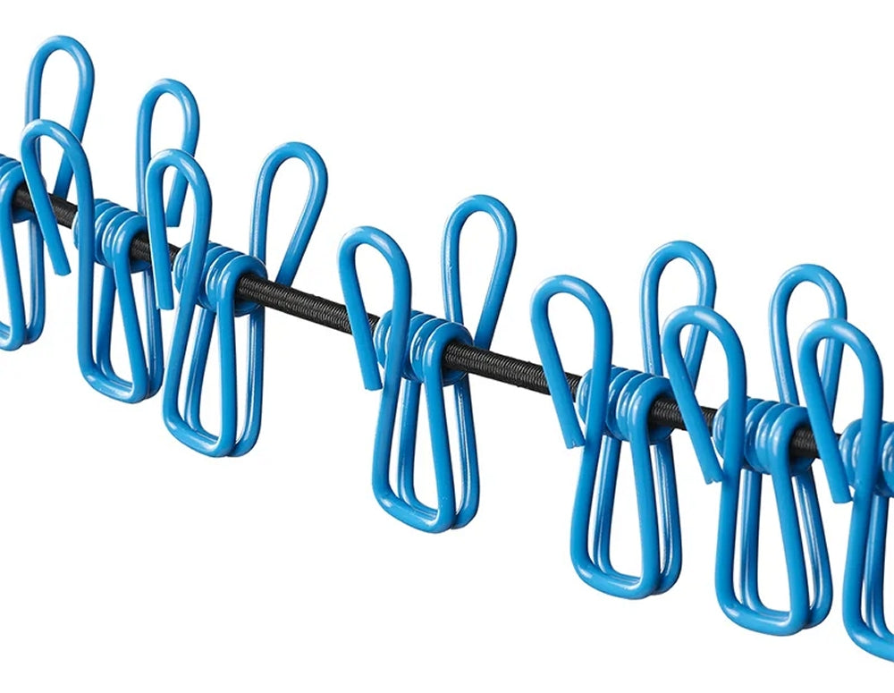 ProPlus 362103 Wäscheleine elastisch mit 12 Wäscheklammern Camping