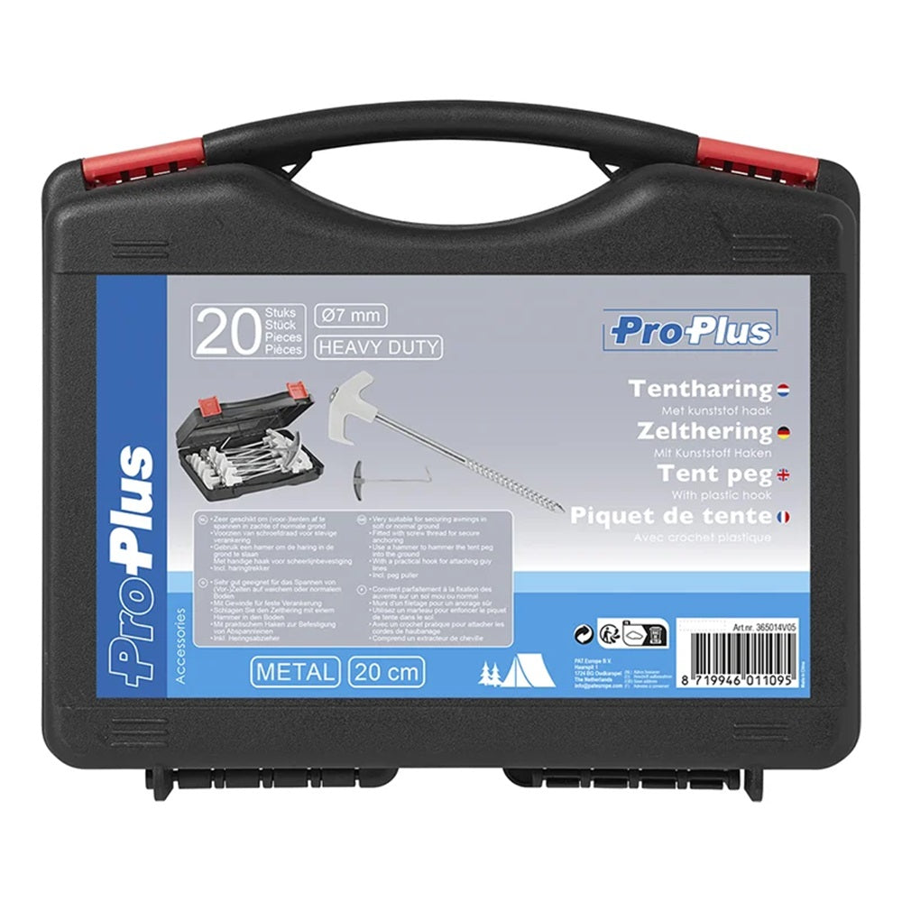 ProPlus 365014V05 Satz Zeltheringe 20cm Metall Heavy Duty mit Kunststoffhaken