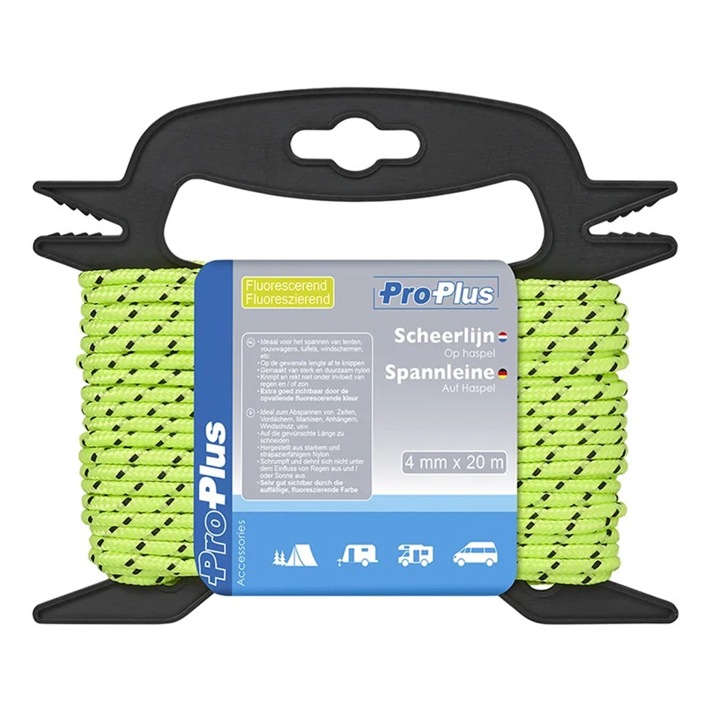 ProPlus 365234 Spannleine 4mm x 20m fluoreszierend auf Haspel Zelt Zubehör