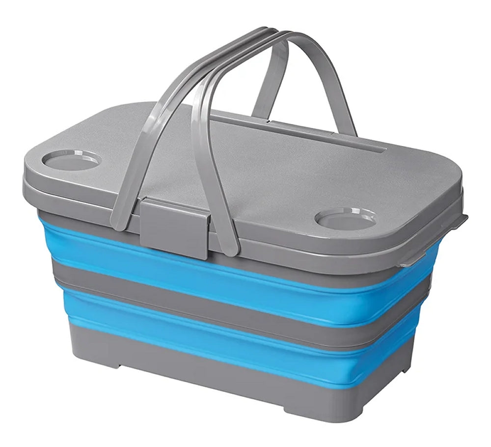 ProPlus 370315 Picknickkorb zusammenklappbar mit Deckel Campingkorb Klapptisch