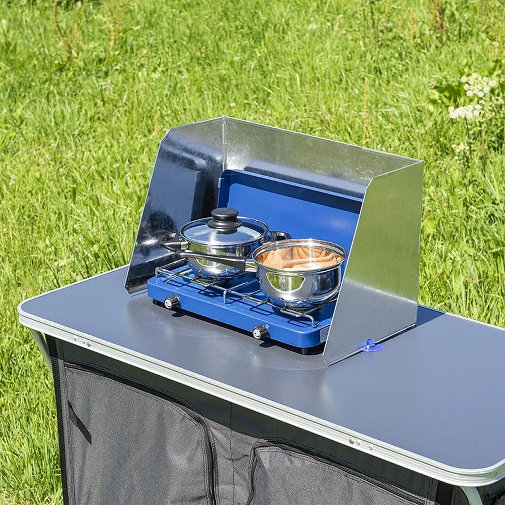 ProPlus 370340V03 Koch Windschutz Stahl faltbar ausziehbar 37/70 x 32 x 28cm 3 teilig Camping Kochen