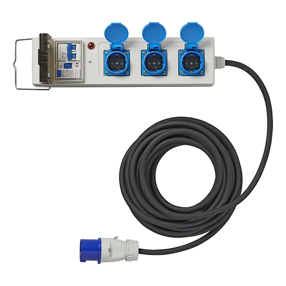 ProPlus 373584DE Zelt Faltwagen Steckdose 20m 3x2,5mm² mit MCCB und FI-Schalter IP44