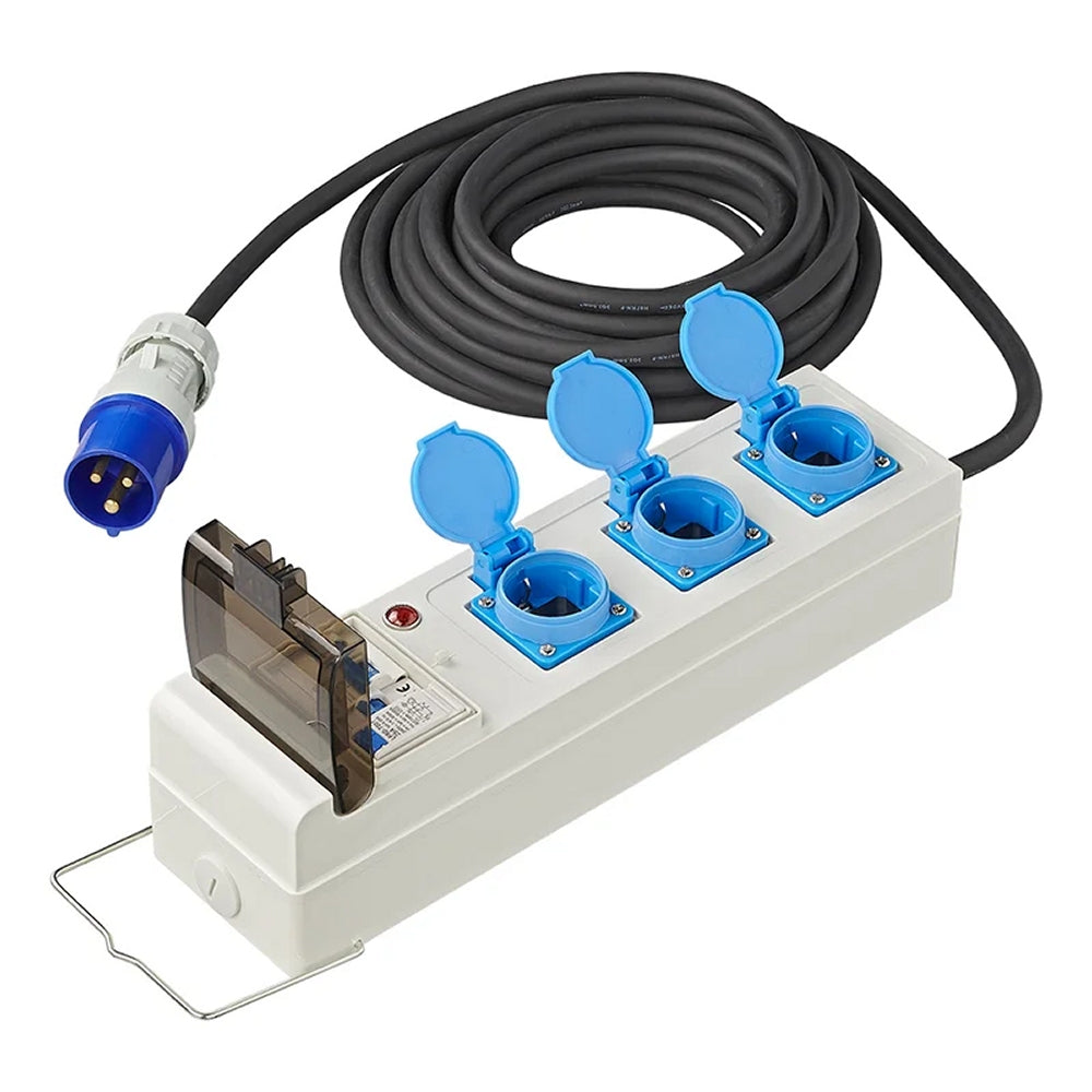 ProPlus 373584DE Zelt Faltwagen Steckdose 20m 3x2,5mm² mit MCCB und FI-Schalter IP44
