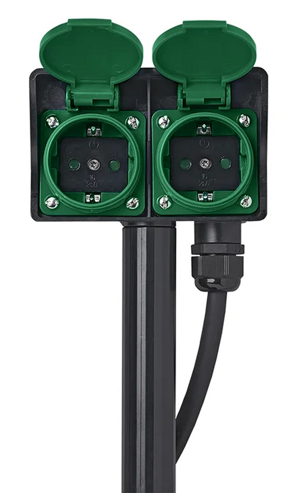ProPlus 373620DE Gartensteckdose Schuko 2 fach mit Erdspieß Garten Doppelsteckdose