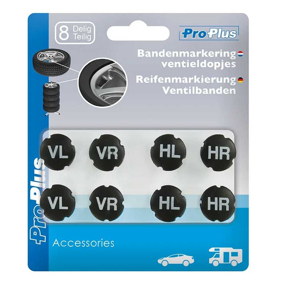 Proplus 390068 8 Stück Rad Markierung Ventilkappen Reifenmarkierung