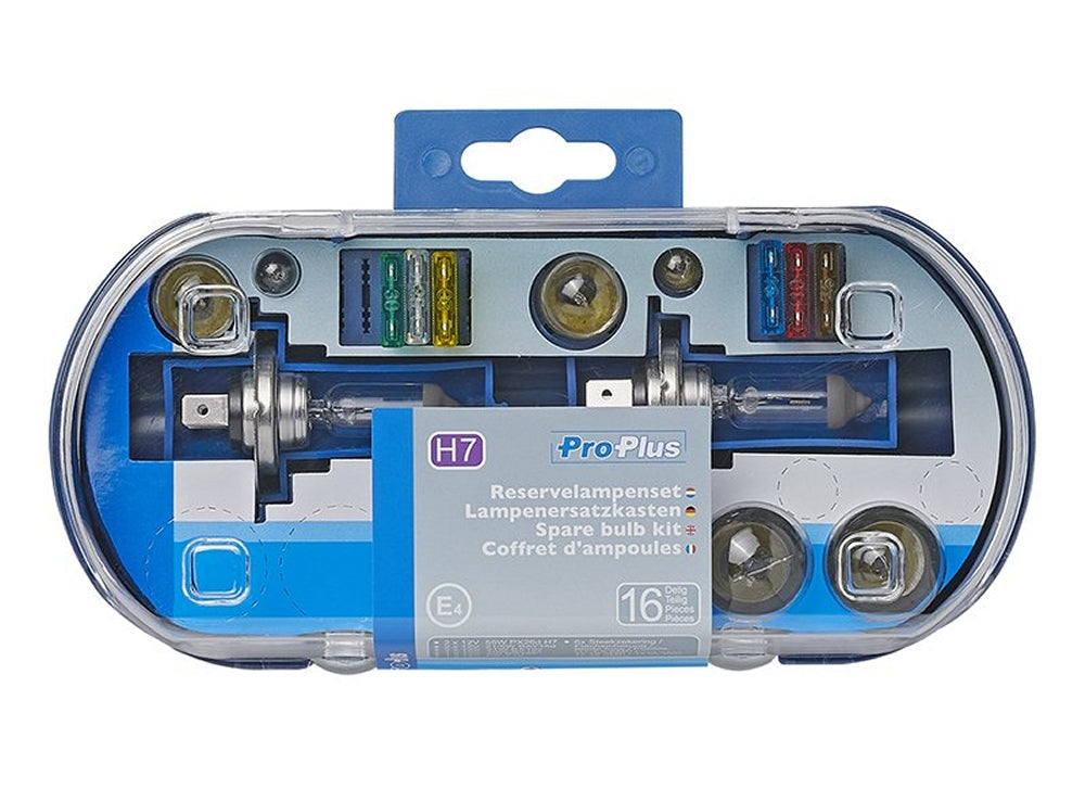 ProPlus 410162 Satz Lampen und Sicherungen 12 Volt für PkW Wohnwagen Wohnmobil mit H7 Birnen 16 teilig