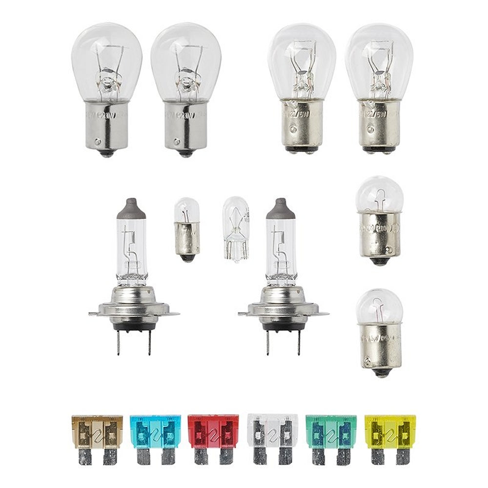 ProPlus 410162 Satz Lampen und Sicherungen 12 Volt für PkW Wohnwagen Wohnmobil mit H7 Birnen 16 teilig
