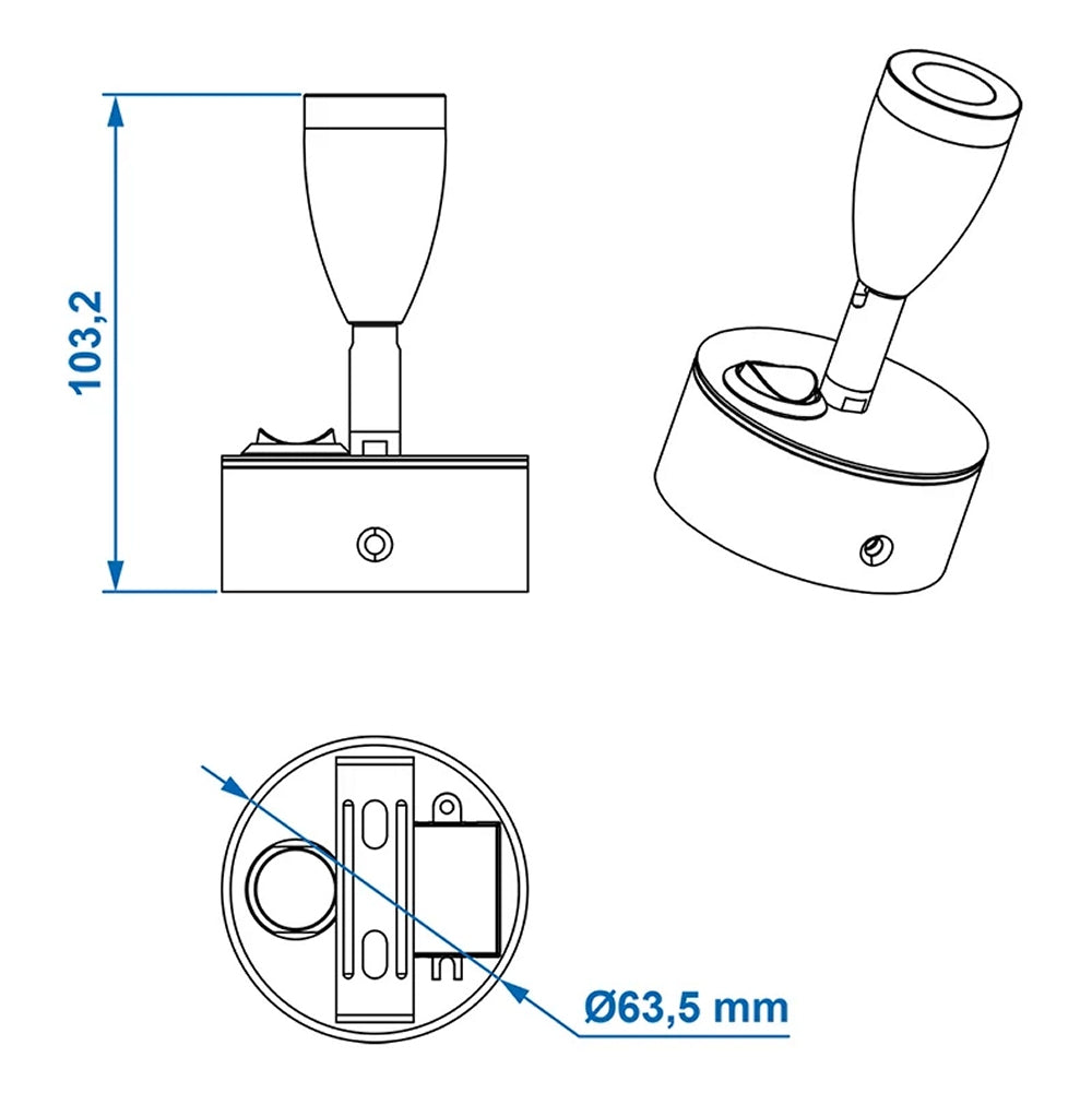 ProPlus 411821 Aufbauspot schwenkbar 1 LED 12 Volt 160 Lumen Innenbeleuchtung Caravan Wohnmobil
