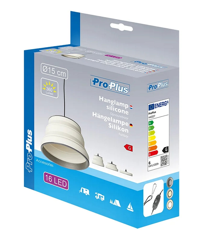 ProPlus 440307 Hängelampe LED faltbar Silikon weiß Ø15cm Campinglampe