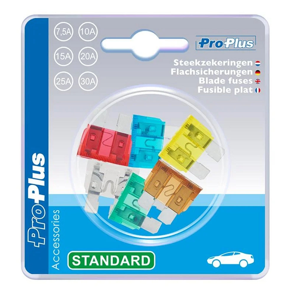 ProPlus 490342 Satz Flachsicherungen Standard sortiert 6 Stück im Blister KFZ-Sicherungen