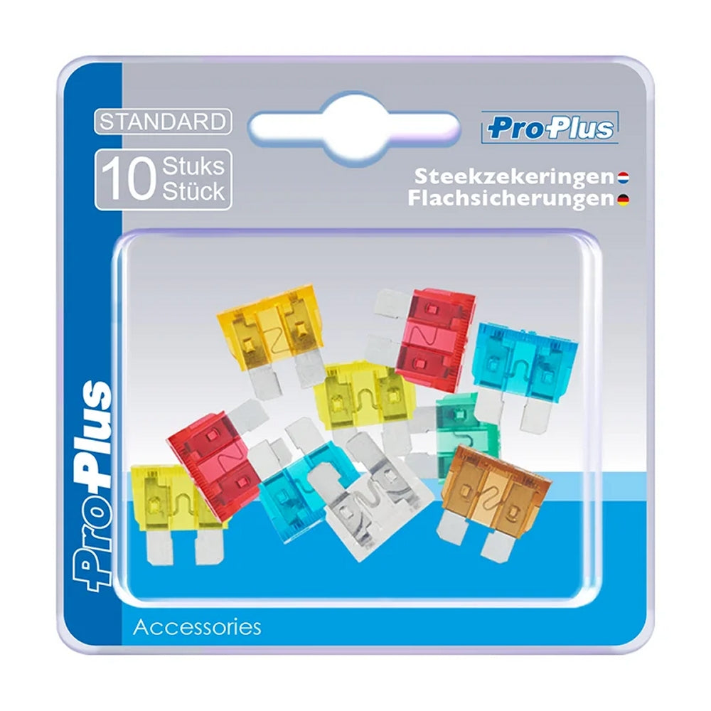 ProPlus 490343S Satz Flachsicherungen Standard sortiert 10 Stück im Blister KFZ-Sicherungen