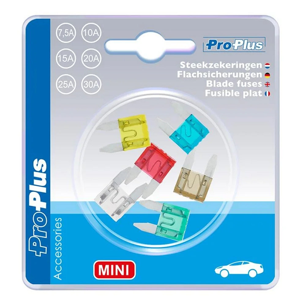 ProPlus 490370 Satz Flachsicherungen Mini sortiert 6 Stück im Blister KFZ-Sicherungen