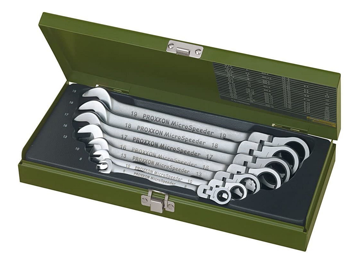 PROXXON 23068 MicroSpeeder Satz mit selbsthemmendem Gelenk 8- 19mm Ring-Maul Ratschenschlüssel