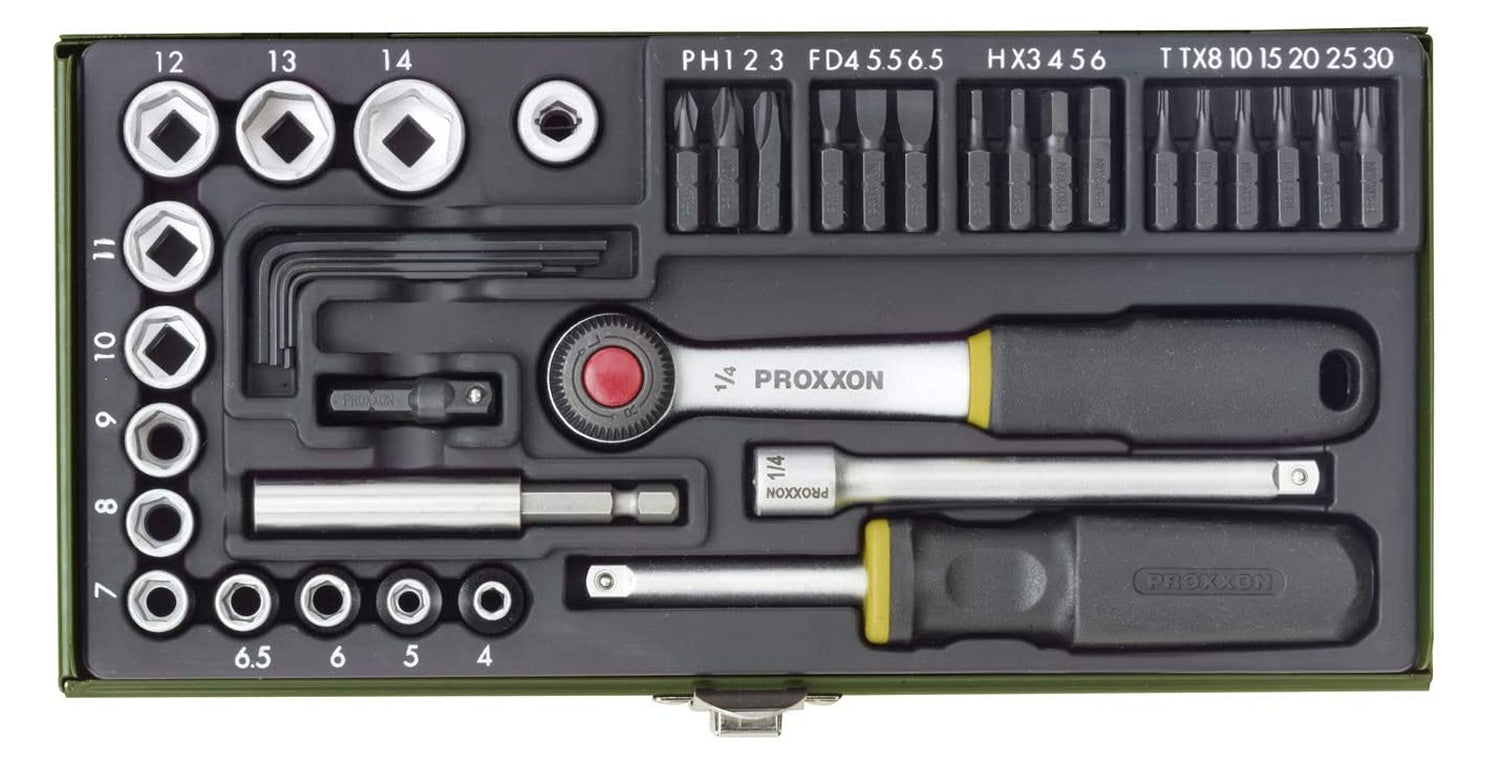 PROXXON 23070 Steckschlüssel- und Schraubersatz mit 6,3mm (1/4") Antrieb