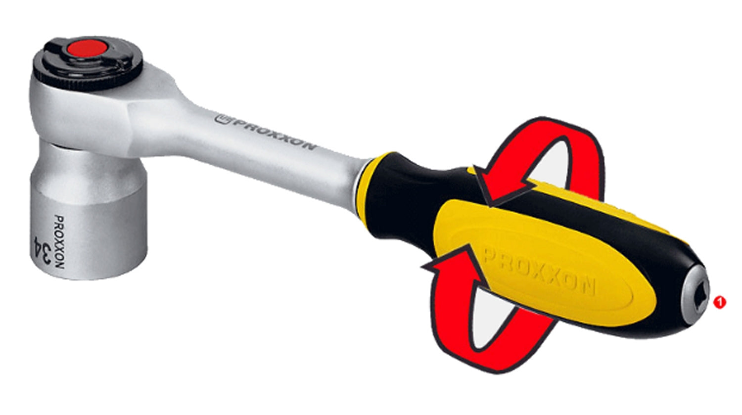 PROXXON 23084 Rotary Ratsche Antrieb 12,5mm (1/2") mit Drehgriff